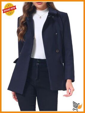 Womens Winter Pea Coat Peter Pan Collar Short Fully Lined Slim Fit Overcoat